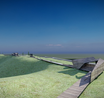 现代湿地公园景观 景观步道平台 文化廊