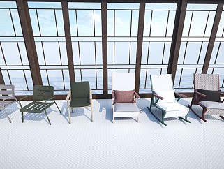 现代休闲沙发木式座椅 凳子躺椅组合