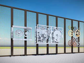 现代工业风重金属齿轮金属挂件装饰文化步行街标识