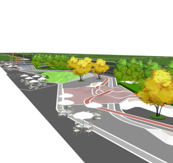 折线商业广场 运动主题广场 带状城市绿地