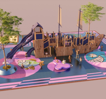 现代儿童游乐区 帆船主题游乐设施