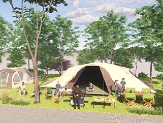 现代野外帐篷露营 露营帐篷 野外烧烤