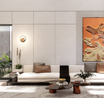 现代简约室内厨房客厅开放式SU模型