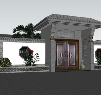 中式古建庭院建筑景观小品