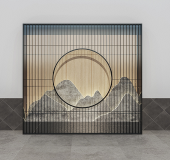 新中式景墙屏风隔断片石片岩
