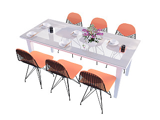 现代餐桌椅餐具摆件