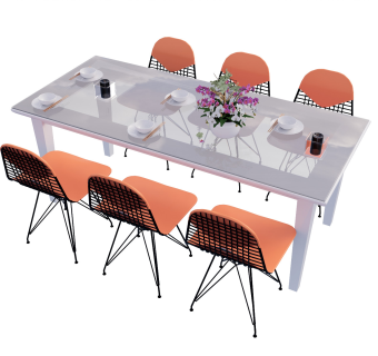 现代餐桌椅餐具摆件