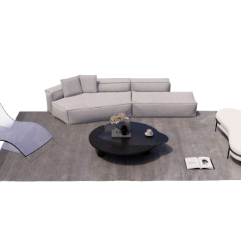 现代沙发茶几组合地毯单人沙发休闲沙发沙发凳