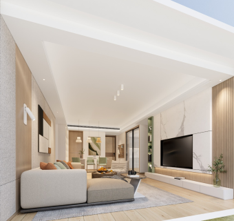 现代简约客餐厅 沙发茶几组合 餐桌餐椅组合 电视背景 沙发背景