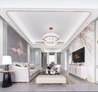 欧式客餐厅 沙发茶几组合 餐桌餐椅组合 电视背景 沙发背景