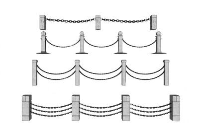 现代铁链护栏_围栏