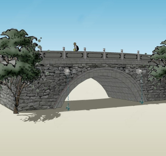 中式风格小桥 石桥 拱桥