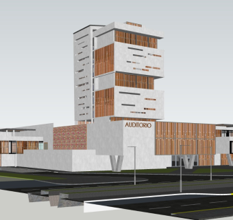  后现代清水混凝土风格高层办公楼 办公建筑