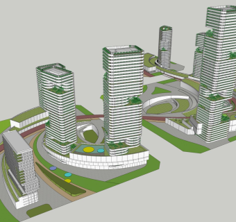 现代取消高层办公楼建筑群