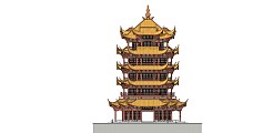 中式古典建筑黄鹤楼SU模型