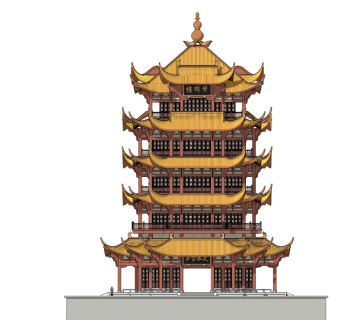 中式古典建筑黄鹤楼SU模型