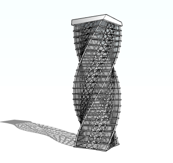 现代钢架建筑SU模型下载