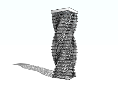 现代钢架建筑SU模型下载