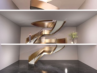 现代新中式风格别墅玻璃旋转<em>楼梯</em>