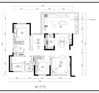 130㎡现代风格样板间CAD施工图