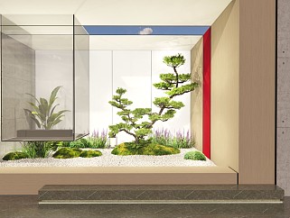 现代新中式风格<em>庭院</em>景观小品室内旱景su模型