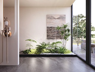 现代新中式风格庭院室内景观小品