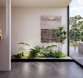现代新中式风格庭院室内景观小品