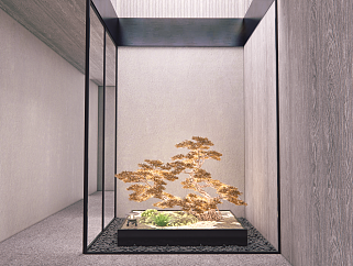 现代新中式风格庭院<em>景观小品室内</em>旱景观植物su模型