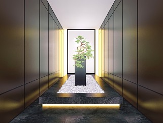 现代新中式风格庭院景观小品室内<em>旱</em>景观