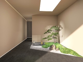 现代新中式风格室内景观小品su模型