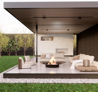 现代新中式风格别墅庭院会客厅su模型