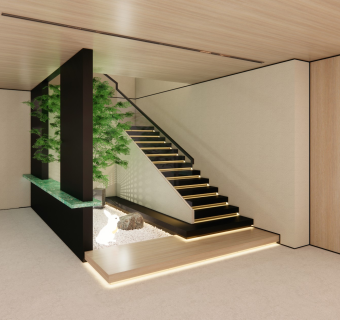 现代别墅旋转玻璃扶手楼梯室内景观小品su模型