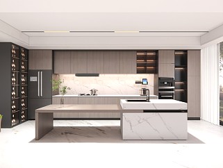 现代风格厨房空间su模型
