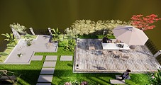 现代新中式风格别墅庭院花园su模型