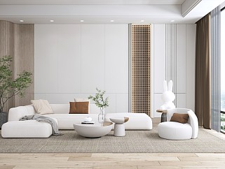 现代客厅多人沙发组合SU模型下载