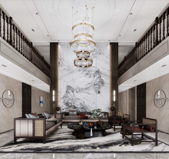 现代自建房中式大厅