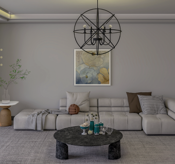 现代简约风客厅 转角沙发