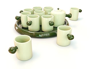 北欧茶具套装 陶瓷水杯 撞色水杯