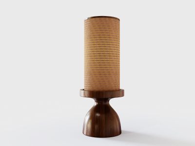 中式台灯 床头灯 木制台灯 藤编台灯