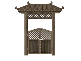 现代中式小门牌楼竹节瓦