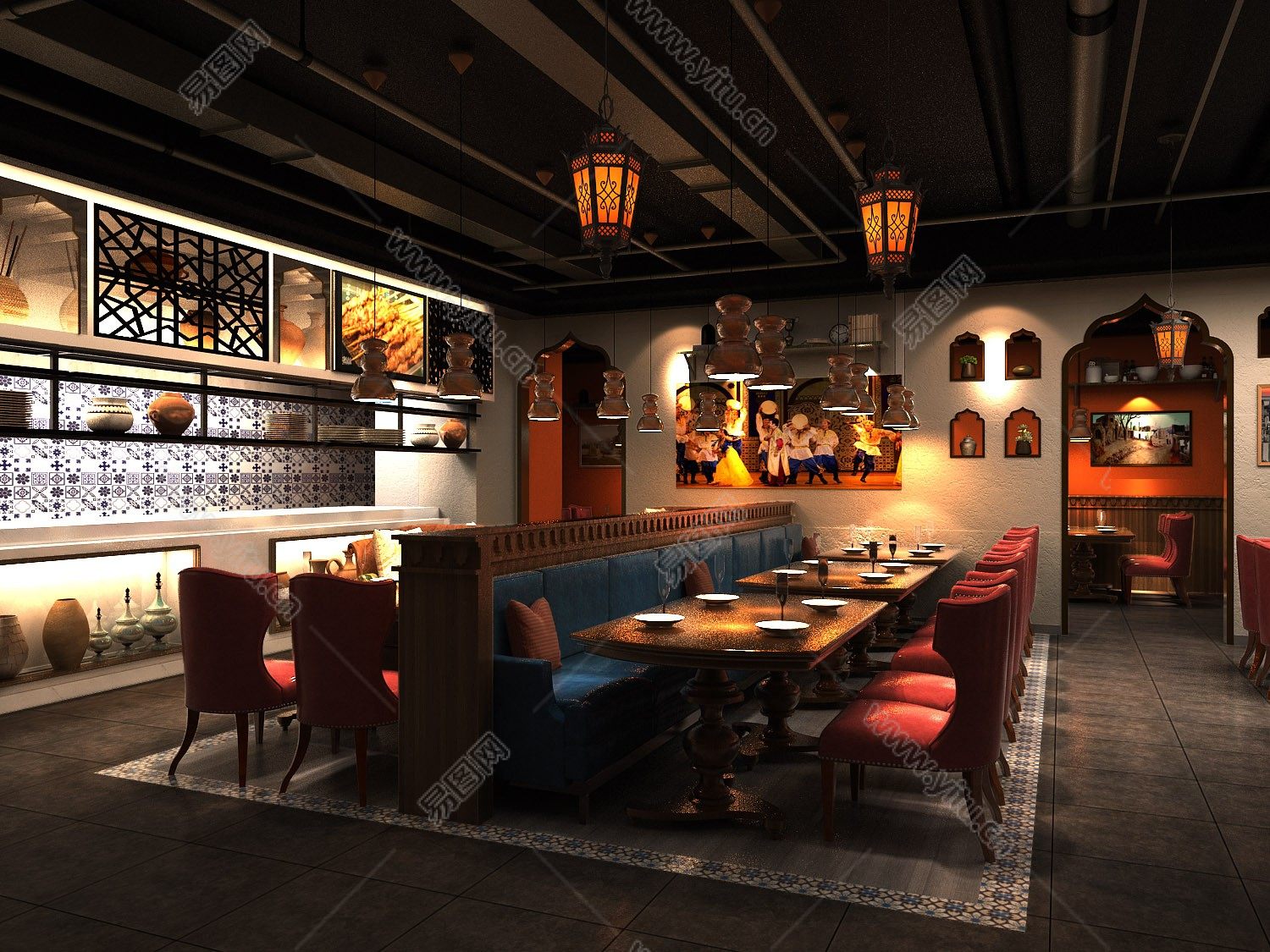 新疆乌鲁木齐空间设计_民族特色餐饮设计_酒店设计_餐厅设计_室内设计_装修设计_空间-HDD圣丹迪设计