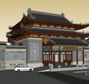 鹳雀楼 古建筑 古建筑群 木质建筑 仿古酒店 大堂