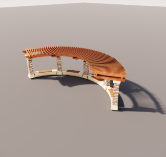 廊架 弧形廊架 木廊架 单面廊架