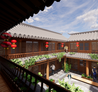 中式建筑 古建 新中式 客栈 餐厅 中式民宿