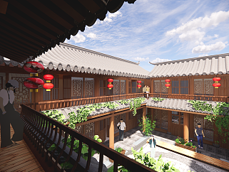 中式建筑 古建 新中式 客栈 餐厅 中式民宿