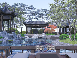 中式水庭院亭廊空间