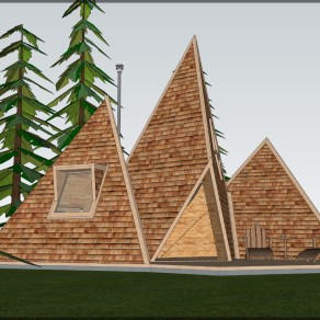 丛林中的三角木屋