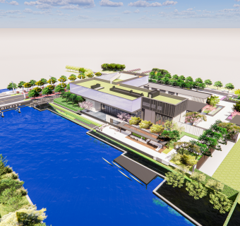 现代临水临街示范区建筑及景观模型