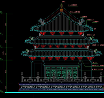 中式古建楼阁建筑详图