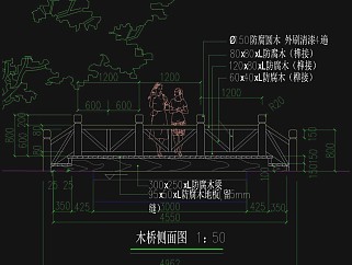 新中式景观木桥施工图